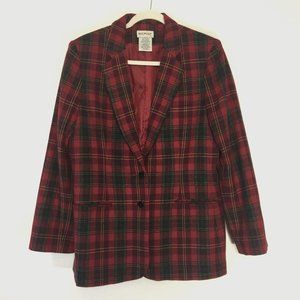 Vintage White Stag Tartan Plaid Jacket Equestrian